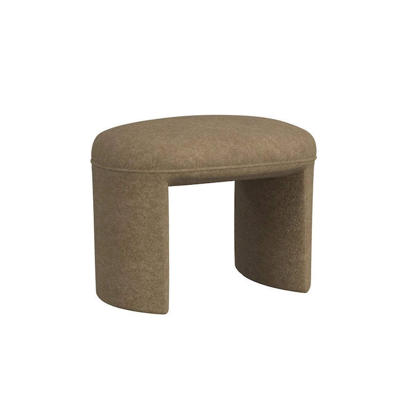 Puf curvo de tela bouclé, reposapiés decorativo para el hogar