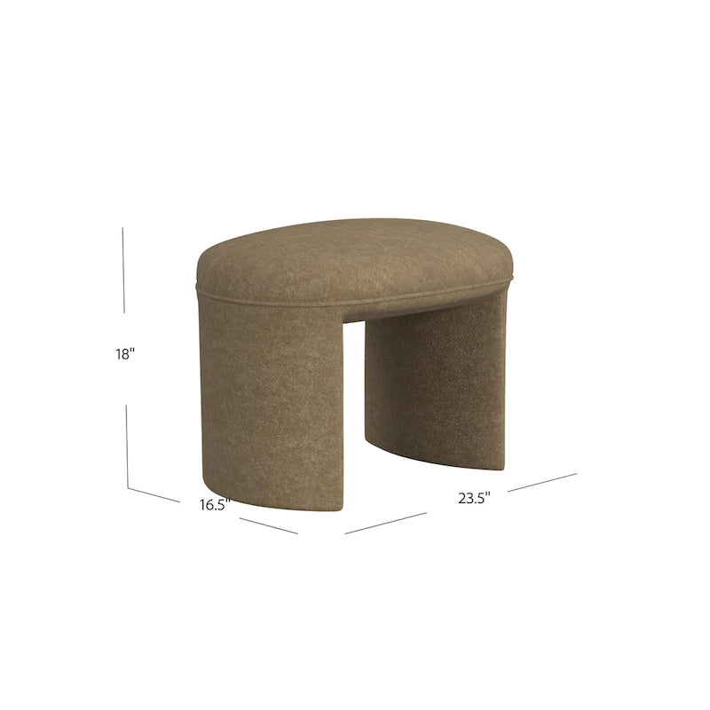 Puf curvo de tela bouclé, reposapiés decorativo para el hogar