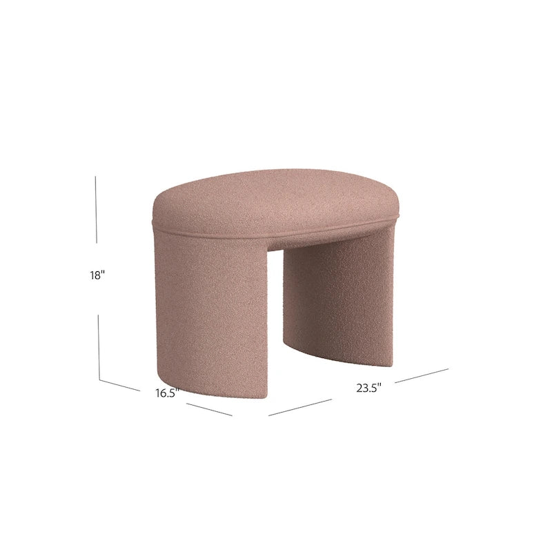 Puf curvo de tela bouclé, reposapiés decorativo para el hogar