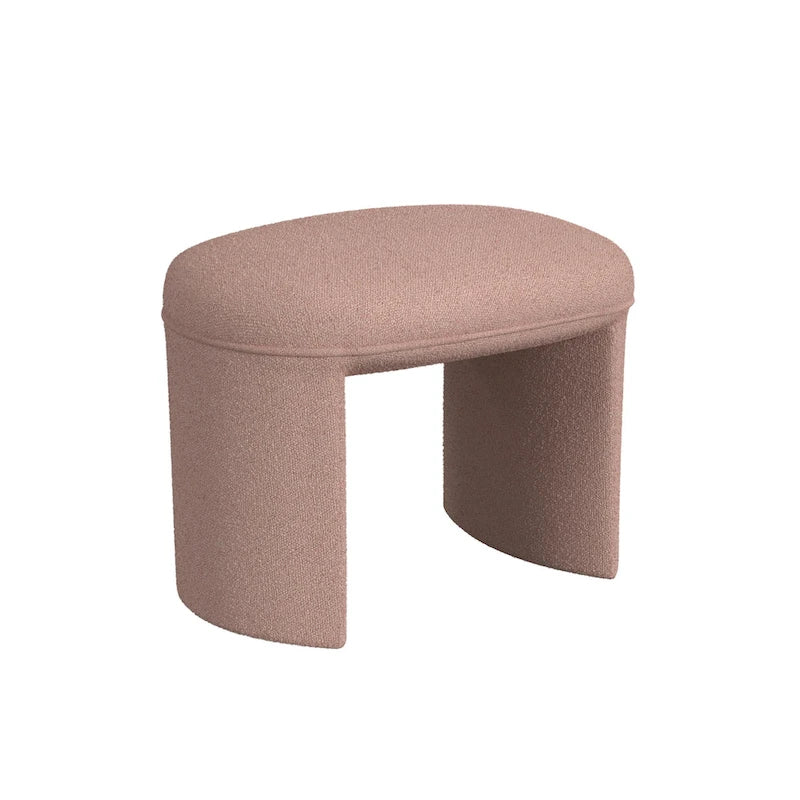 Puf curvo de tela bouclé, reposapiés decorativo para el hogar