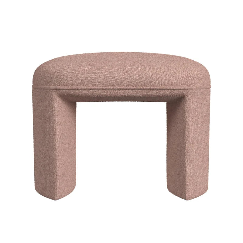 Puf curvo de tela bouclé, reposapiés decorativo para el hogar