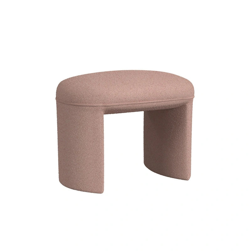 Puf curvo de tela bouclé, reposapiés decorativo para el hogar