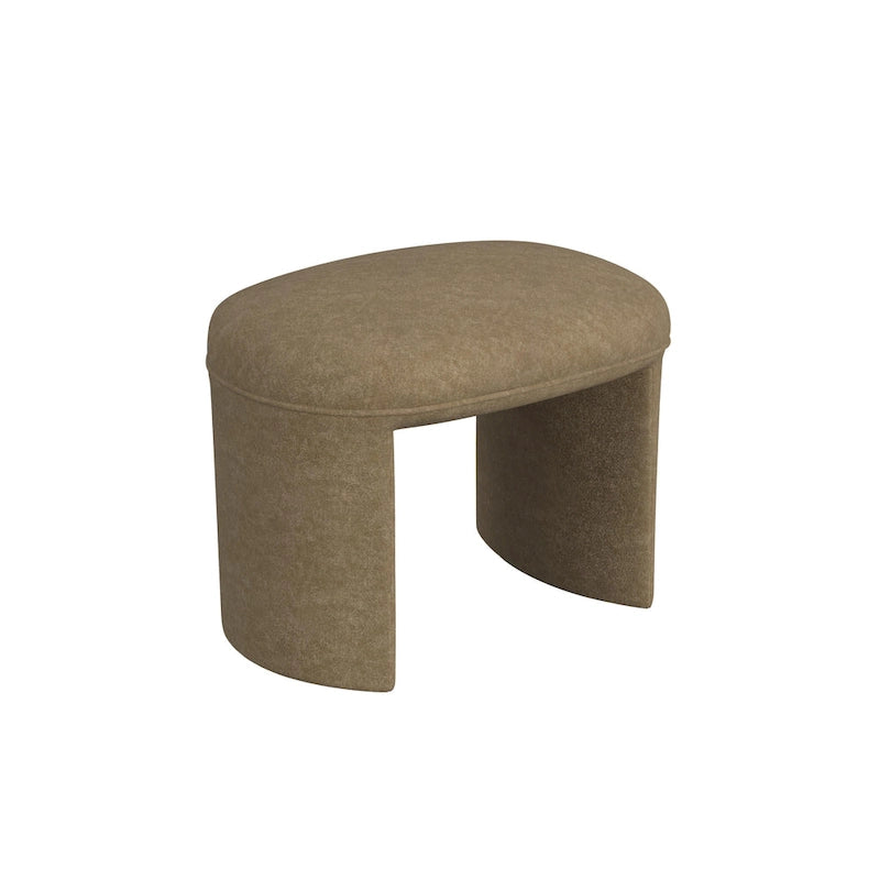 Puf curvo de tela bouclé, reposapiés decorativo para el hogar