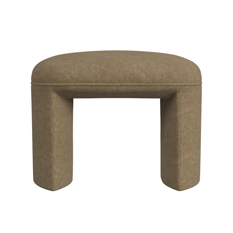 Puf curvo de tela bouclé, reposapiés decorativo para el hogar