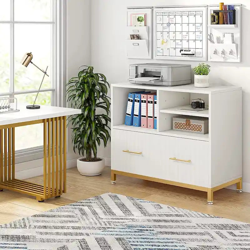 Wood Lateral File Cabinet with Drawer for Letter or A4 Size Files