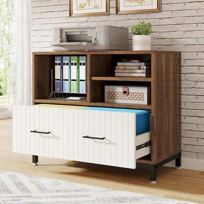 Seitlicher Aktenschrank aus Holz mit Schublade für Letter- oder A4-Akten