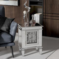 Table de chevet miroir avec horloge, table d’appoint argentée pour chambre ou salon - 19x13x25