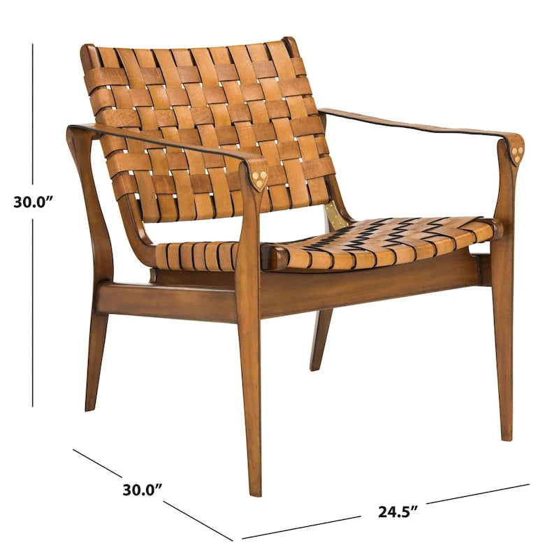 Safari-Ledersessel - 24.5 W x 30 L x 30 H - 25W x 30D x 30H