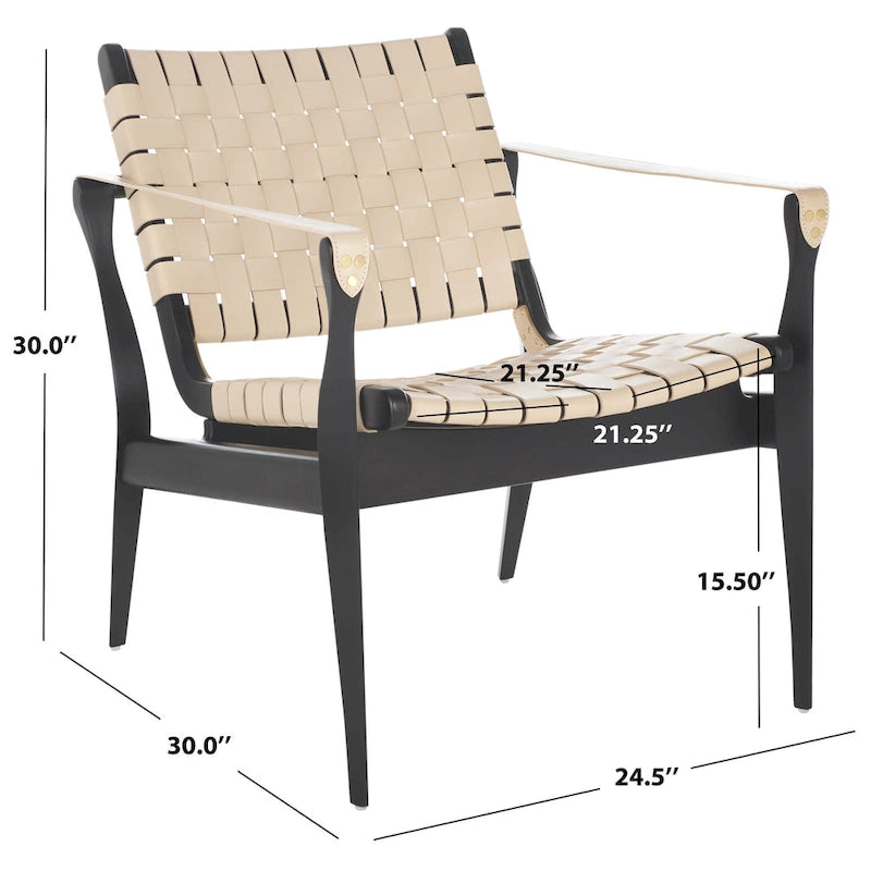 Safari-Ledersessel - 24.5 W x 30 L x 30 H - 25W x 30D x 30H