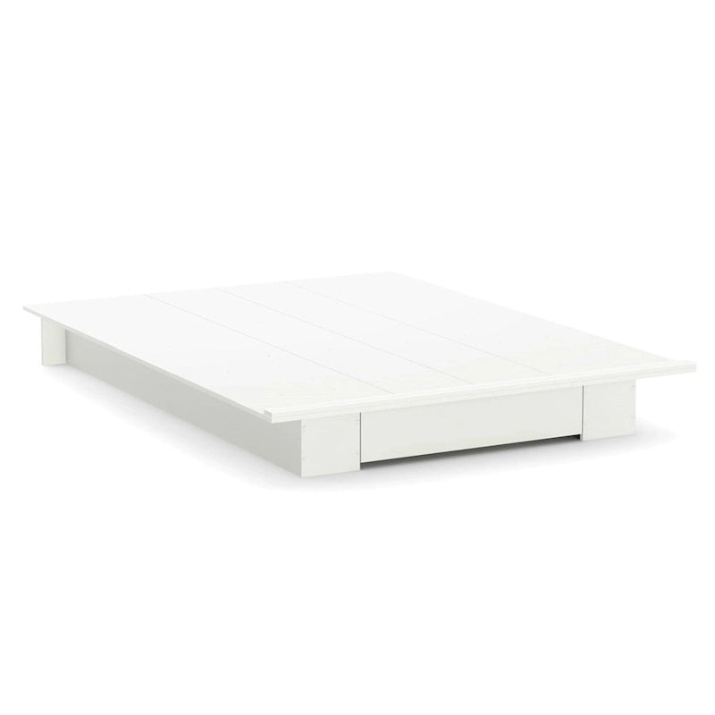 Estructura de cama plataforma moderna blanca tamaño queen con cajón de almacenamiento inferior