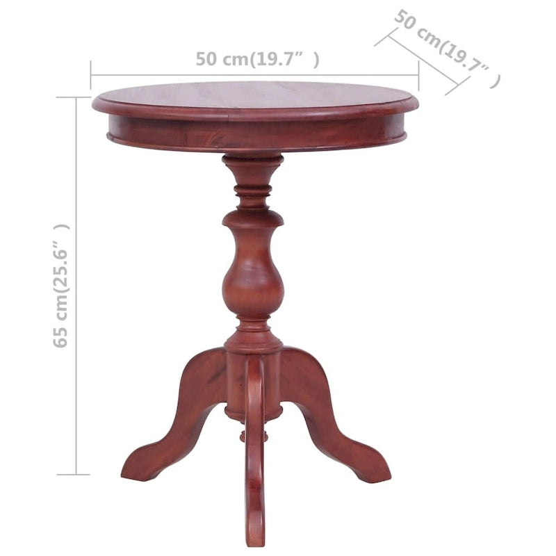 Mesa auxiliar marrón de madera maciza de caoba, 19.7x19.7x25.6