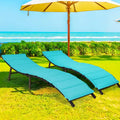 Set aus 2 klappbaren, tragbaren Rattan-Liegestühlen - 81x 23.5x 20