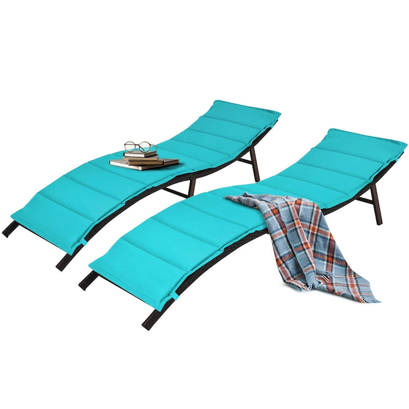 Set aus 2 klappbaren, tragbaren Rattan-Liegestühlen - 81x 23.5x 20