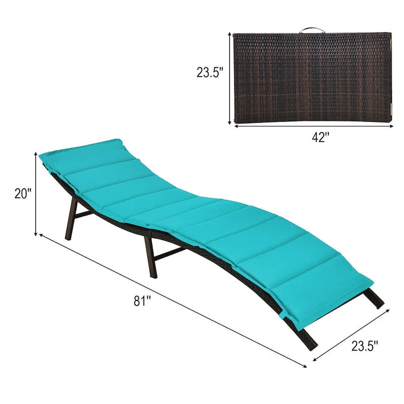 Set aus 2 klappbaren, tragbaren Rattan-Liegestühlen - 81x 23.5x 20