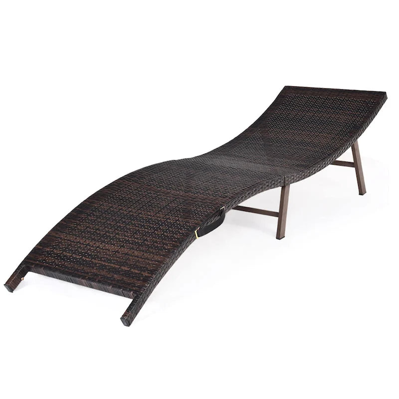 Set aus 2 klappbaren, tragbaren Rattan-Liegestühlen - 81x 23.5x 20