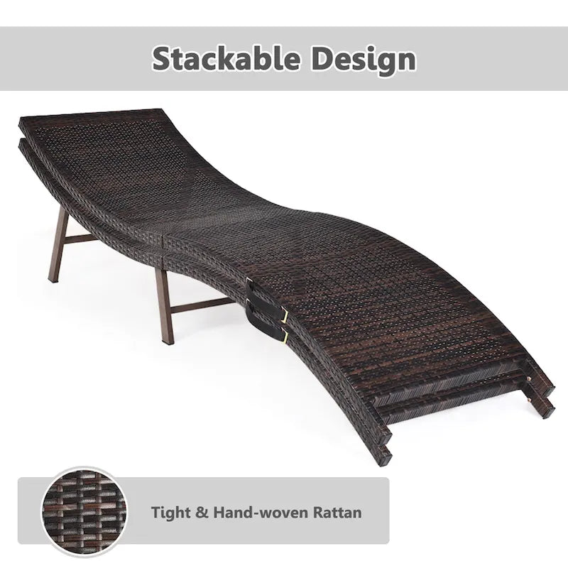 Set aus 2 klappbaren, tragbaren Rattan-Liegestühlen - 81x 23.5x 20