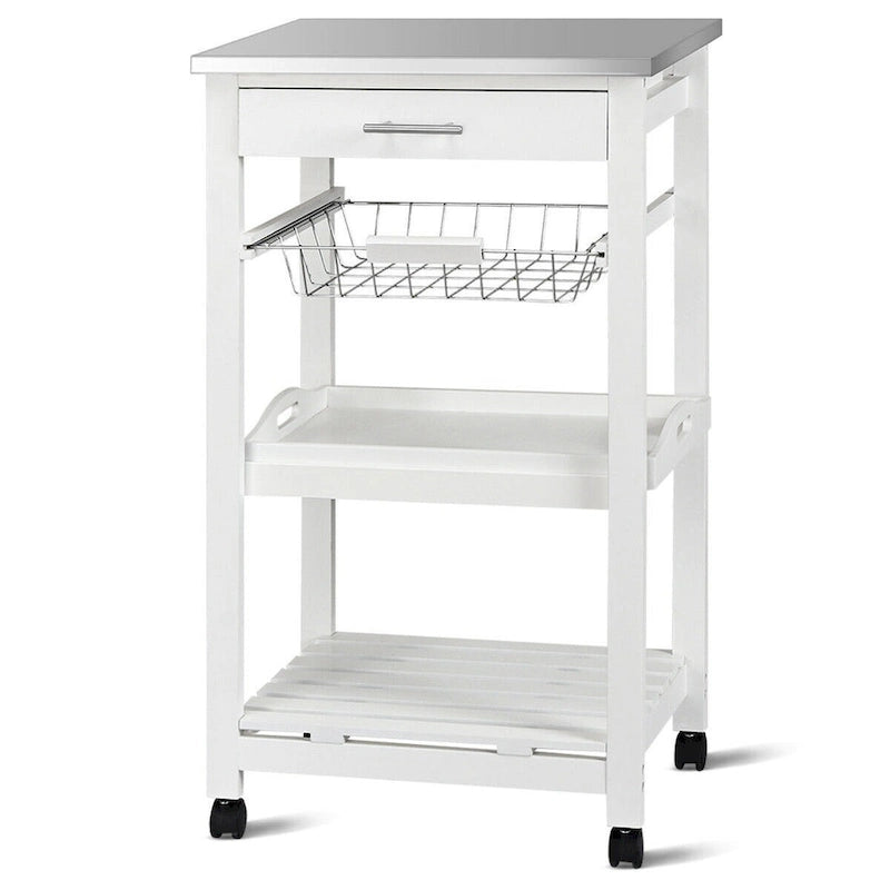 Rolling Kitchen Trolley Storage Basket And Drawers Cart - 18.5 x 14.5 x 33 ( L x W x H )