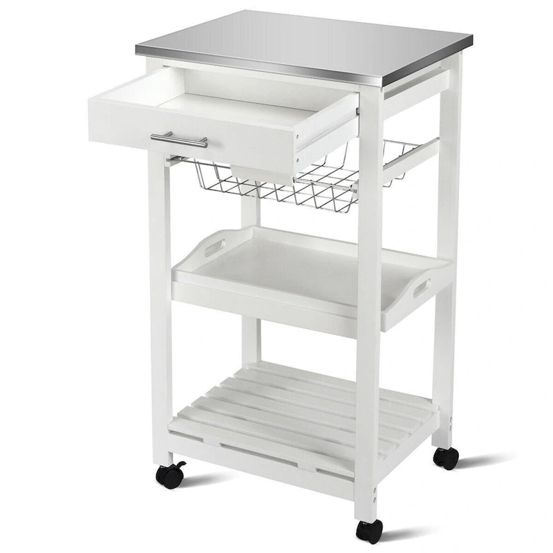 Rollbarer Küchenwagen mit Aufbewahrungskorb und Schubladen - 18.5 x 14.5 x 33 ( L x W x H )
