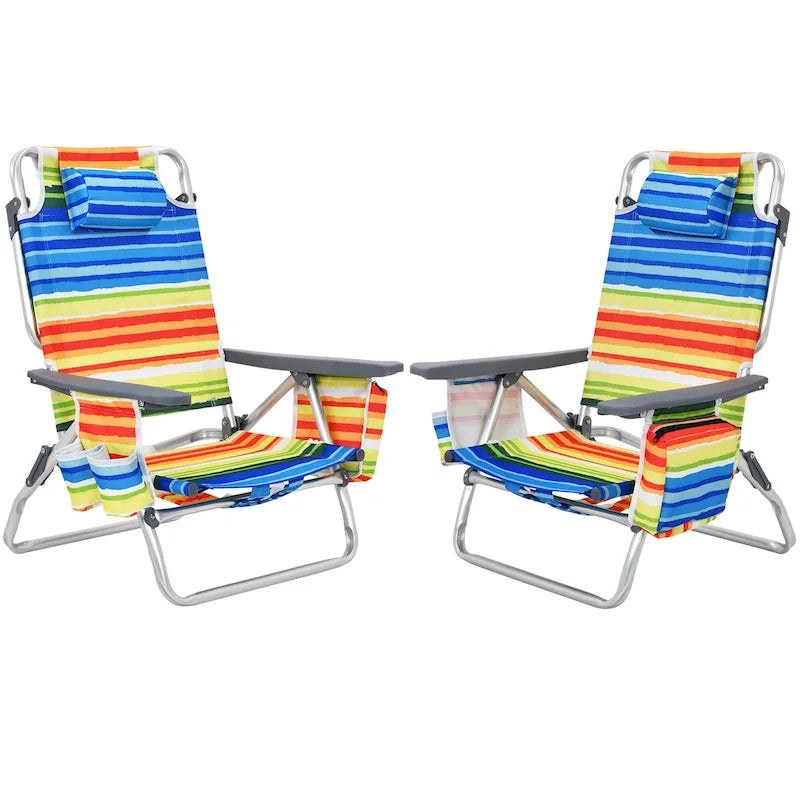 2-teiliger klappbarer Strandrucksackstuhl, verstellbarer Campingstuhl mit Liegefunktion - siehe Details