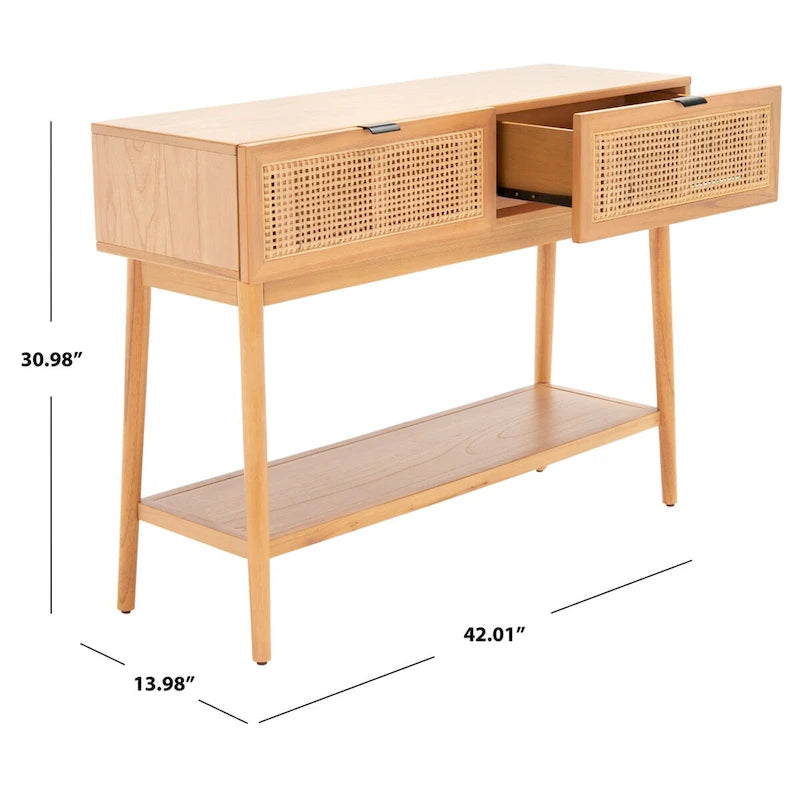 Konsolentisch aus Rattan mit 2 Schubladen - 42 In. W x 14 In. D x 31 In. H - 42Wx14Dx31H