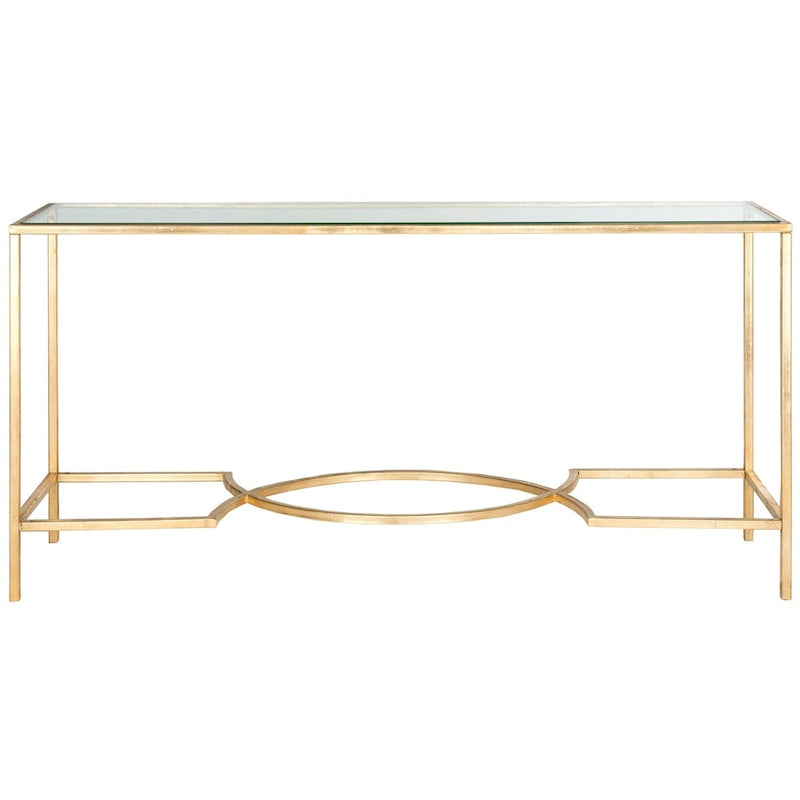 Console moderne avec cadre doré et plateau en verre trempé