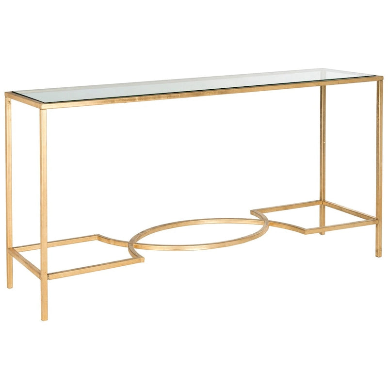 Console moderne avec cadre doré et plateau en verre trempé