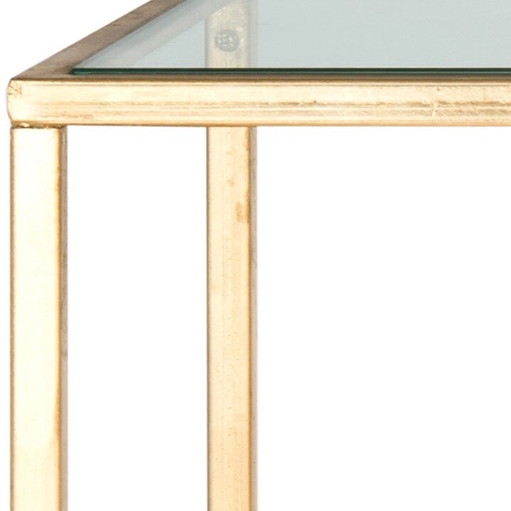 Console moderne avec cadre doré et plateau en verre trempé