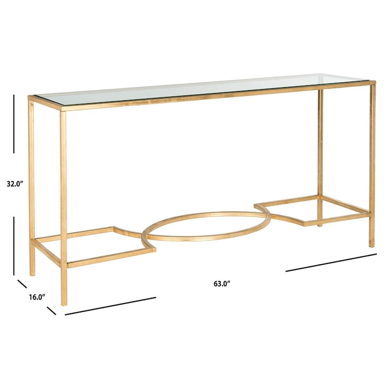 Console moderne avec cadre doré et plateau en verre trempé