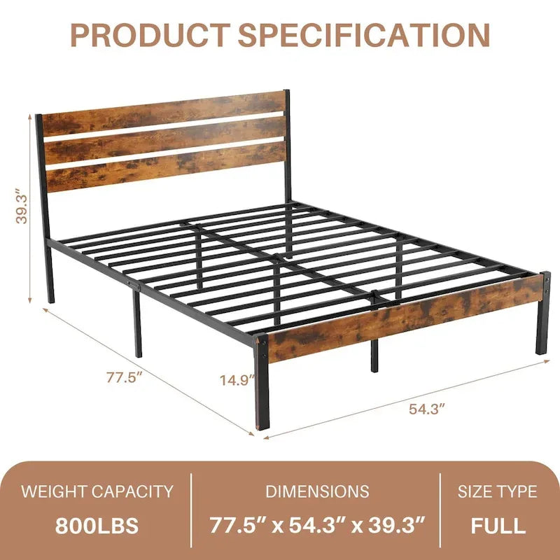 Cama con plataforma y estructura de madera, con cabecero, no necesita somier