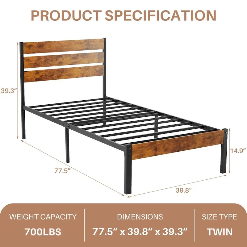 Cama con plataforma y estructura de madera, con cabecero, no necesita somier