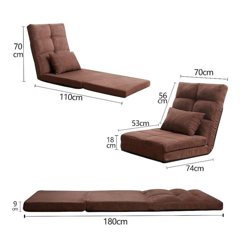 Dreifach klappbares Schlafsofa, verstellbares Bodensofa mit einem Kissen und 5 Liegepositionen
