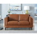 Zweisitzersofa aus vollnarbigem Leder mit Federn, Memory-Schaumstoff und Federkern