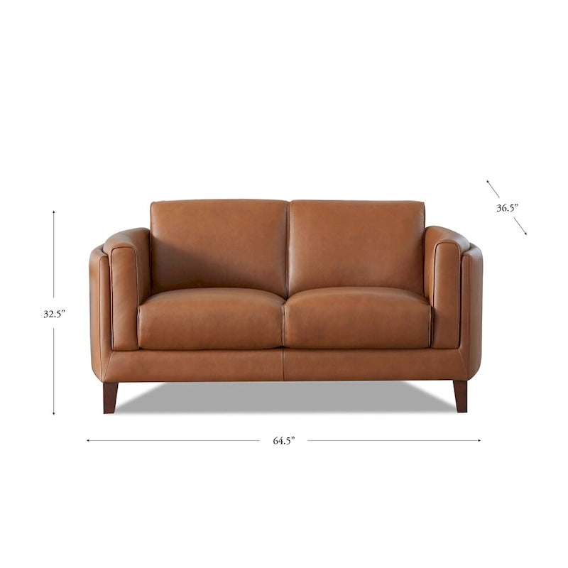 Zweisitzersofa aus vollnarbigem Leder mit Federn, Memory-Schaumstoff und Federkern