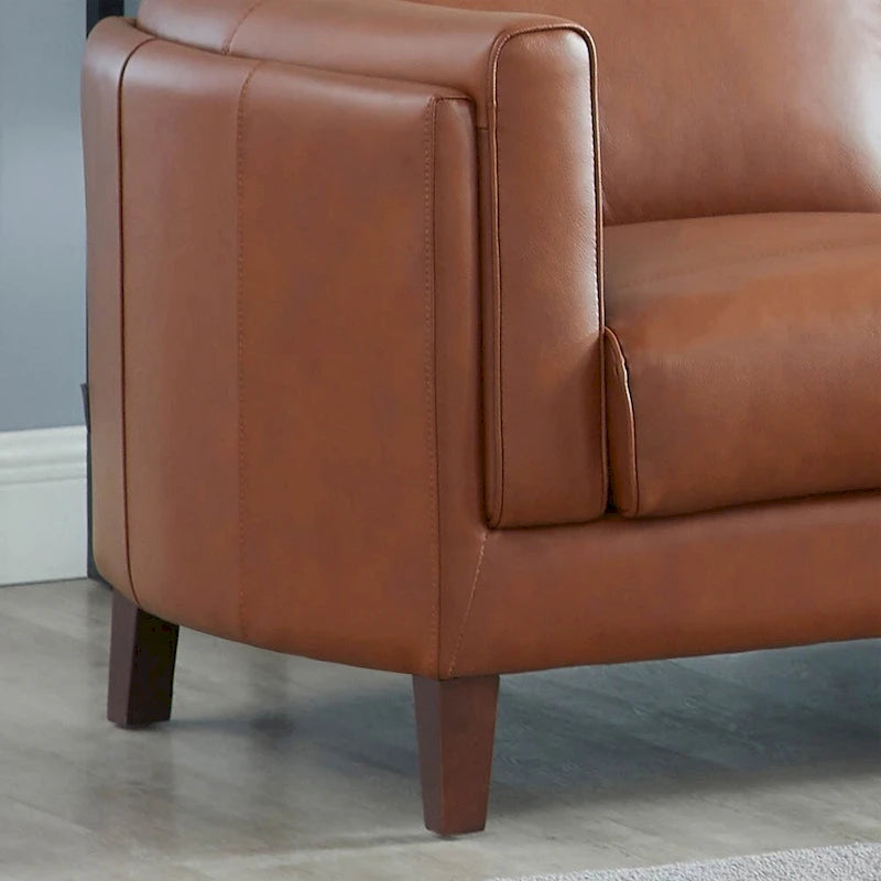 Zweisitzersofa aus vollnarbigem Leder mit Federn, Memory-Schaumstoff und Federkern