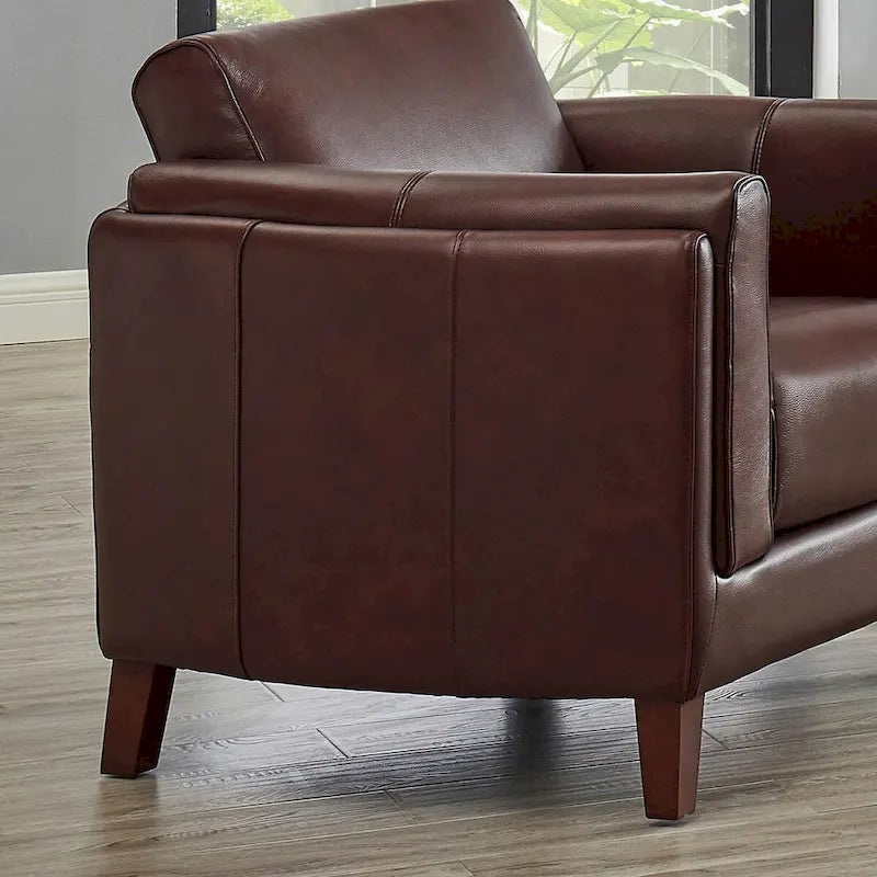 Zweisitzersofa aus vollnarbigem Leder mit Federn, Memory-Schaumstoff und Federkern