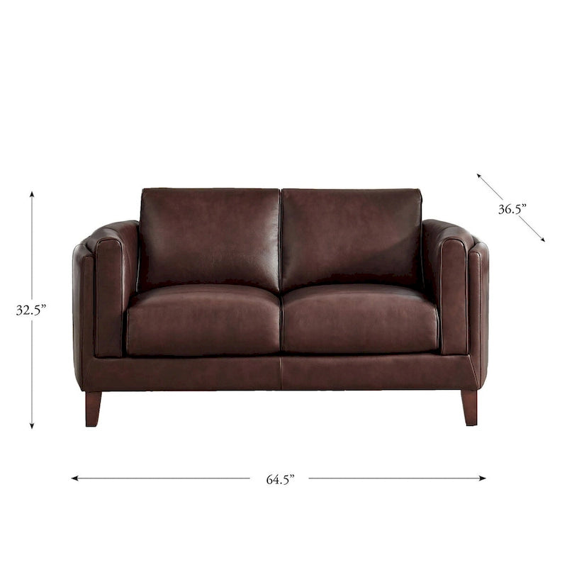 Zweisitzersofa aus vollnarbigem Leder mit Federn, Memory-Schaumstoff und Federkern