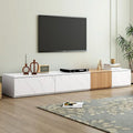Meuble TV pour téléviseurs jusqu’à 88, centre de divertissement moderne modulable avec 4 tiroirs de rangement
