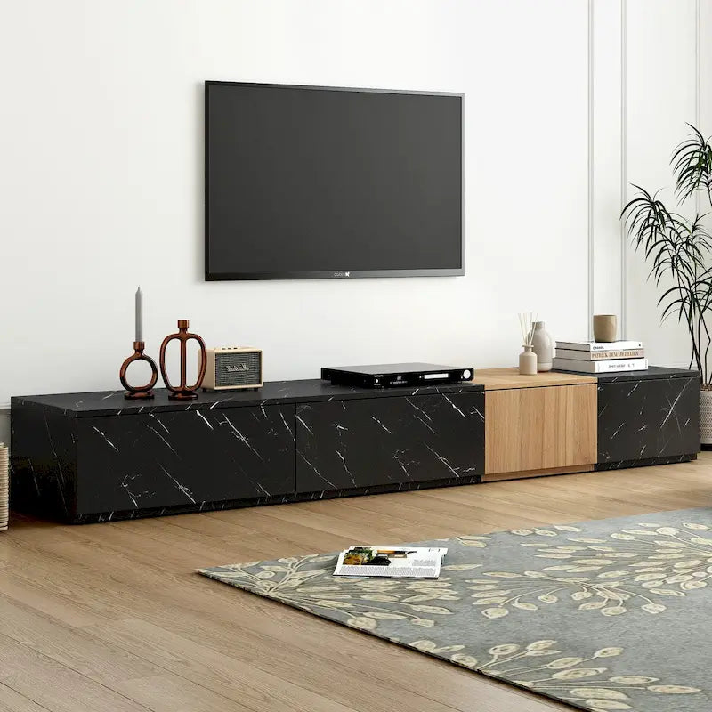 TV-Ständer für Fernseher bis zu 88, modernes frei kombinierbares Entertainment-Center mit 4 Aufbewahrungsschubladen
