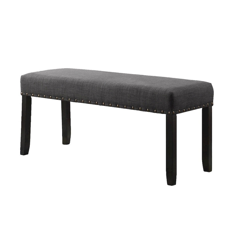 Banc de salle à manger en tissu avec bordure cloutée et structure en bois