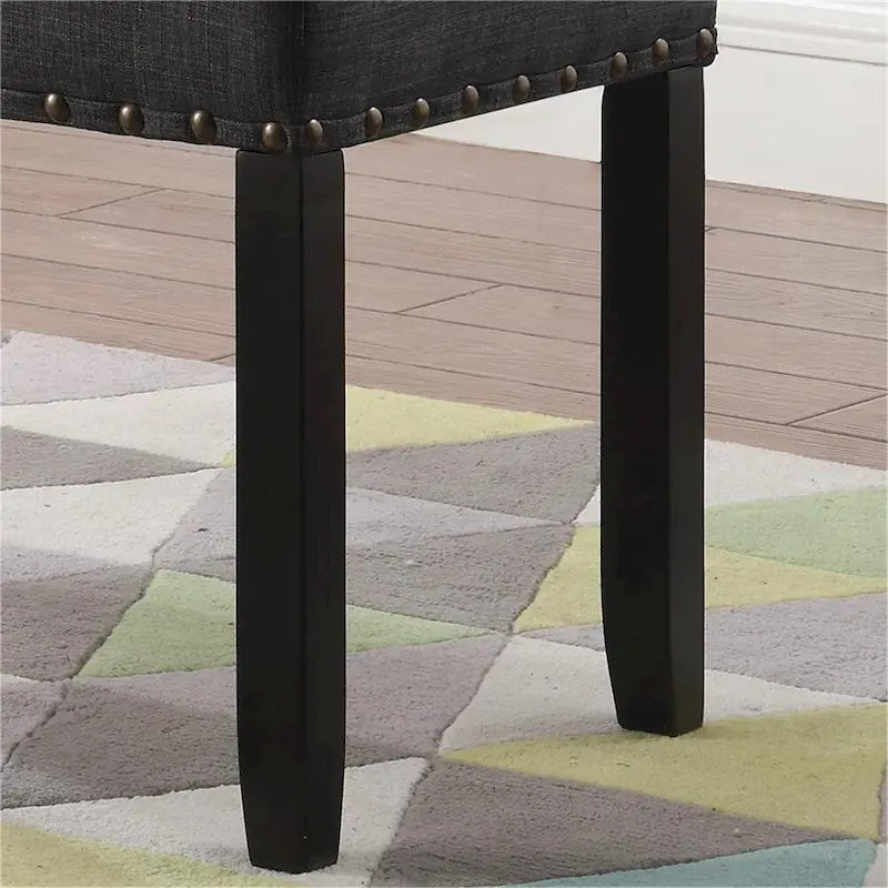 Banc de salle à manger en tissu avec bordure cloutée et structure en bois
