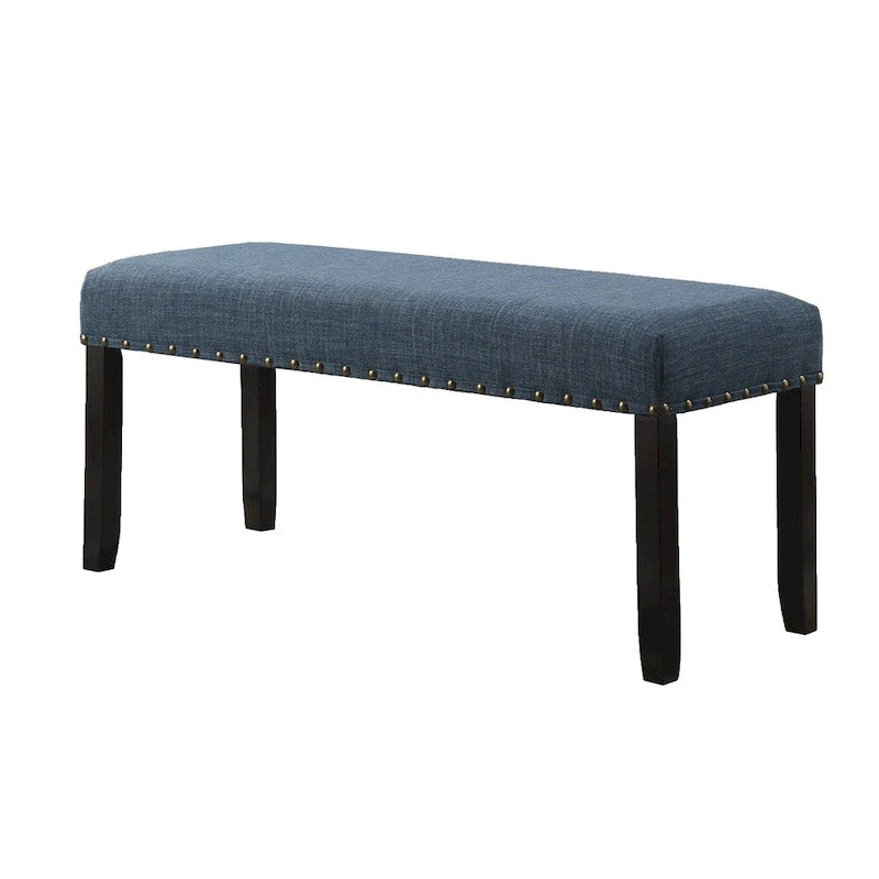 Banc de salle à manger en tissu avec bordure cloutée et structure en bois