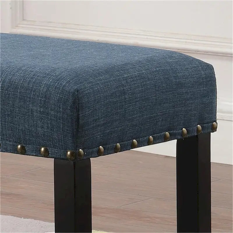 Banc de salle à manger en tissu avec bordure cloutée et structure en bois