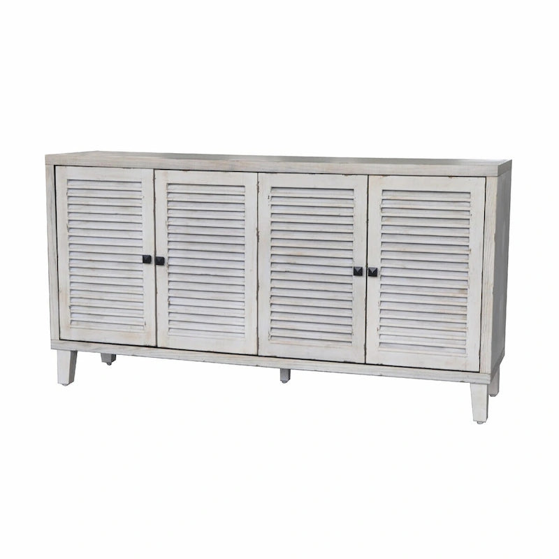 Holzschrank mit 4 Lamellentüren, Sideboard und Buffet