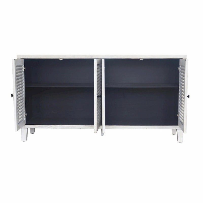 Holzschrank mit 4 Lamellentüren, Sideboard und Buffet
