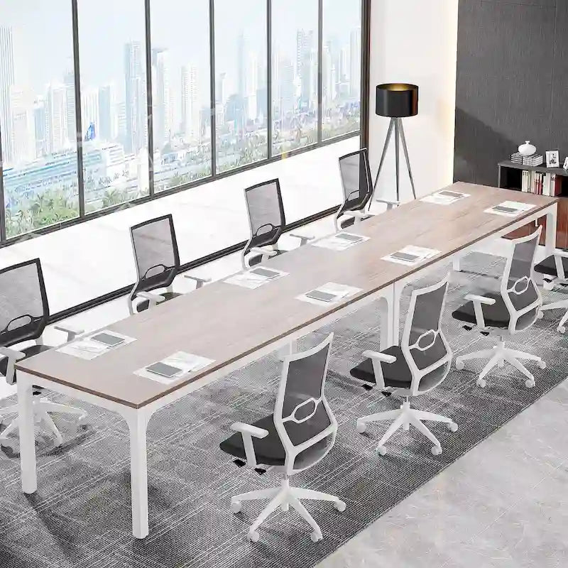 Juego de mesas de conferencias, reuniones y seminarios de 6.5FT para 8-12 personas (juego de 2)