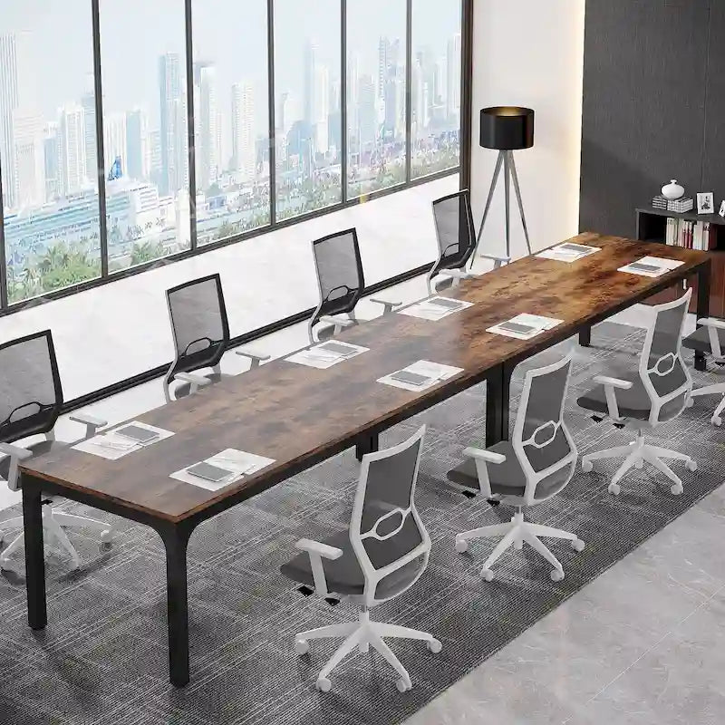 Juego de mesas de conferencias, reuniones y seminarios de 6.5FT para 8-12 personas (juego de 2)