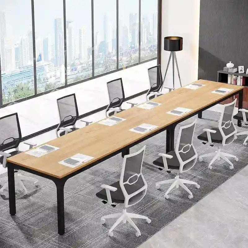 Juego de mesas de conferencias, reuniones y seminarios de 6.5FT para 8-12 personas (juego de 2)