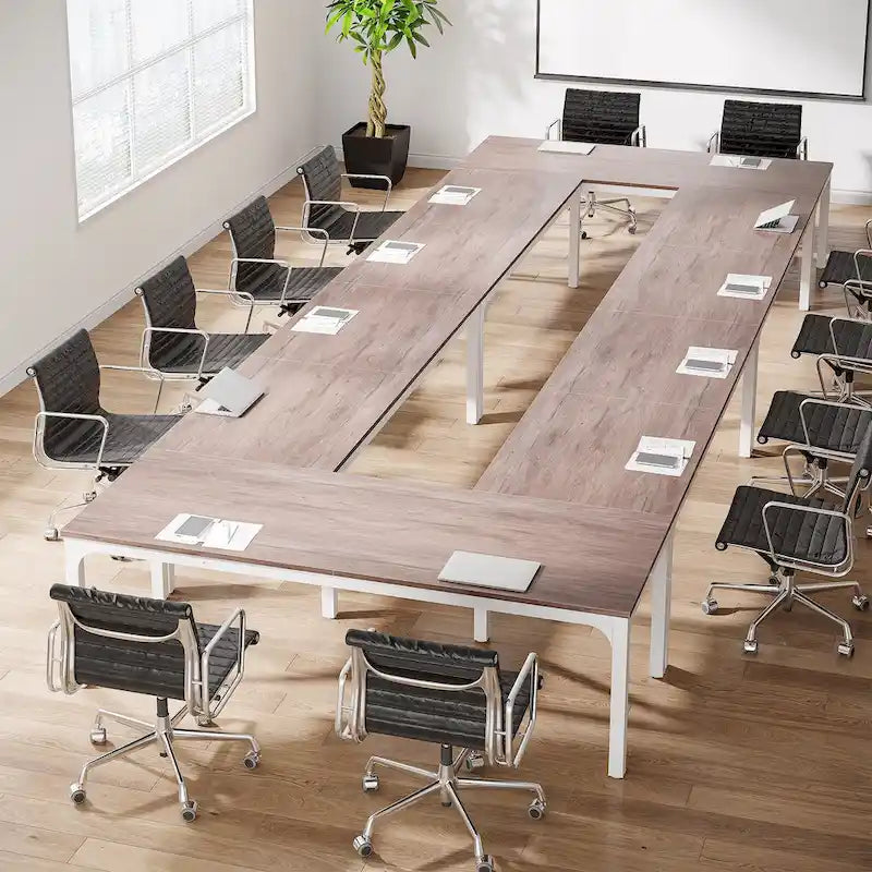 Juego de mesas de conferencias, reuniones y seminarios de 6.5FT para 8-12 personas (juego de 2)