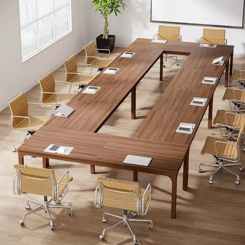 Juego de mesas de conferencias, reuniones y seminarios de 6.5FT para 8-12 personas (juego de 2)