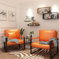 Sillón moderno naranja de cuero sintético PU con respaldo acolchado extra grueso, sillón individual decorativo para sala de estar